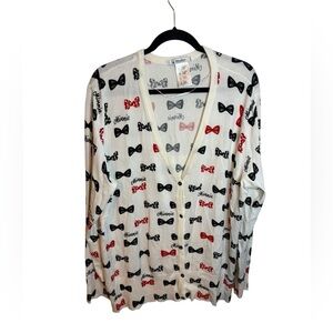 Disney Parks Minnie Bow Patterned Cardigan Sweater